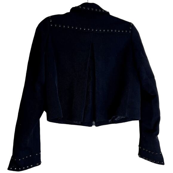 Akris Punto Grommet Cropped Jacket Women 4 Black Wool Studded Blazer Luxury - Picture 3 of 15